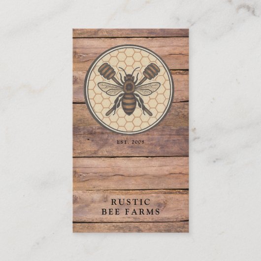 Rustic Honey Bee Beekeeper Apiary 名刺 (正面)