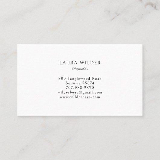 Rustic Honey Bee Beekeeper Apiary 名刺 (裏面)