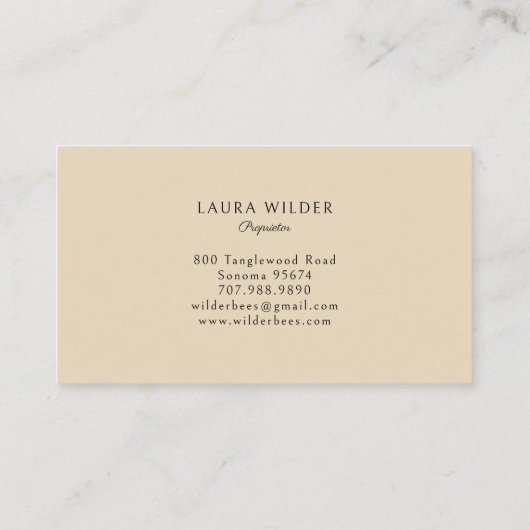 Rustic Honey Bee Beekeeper Apiary 名刺 (裏面)