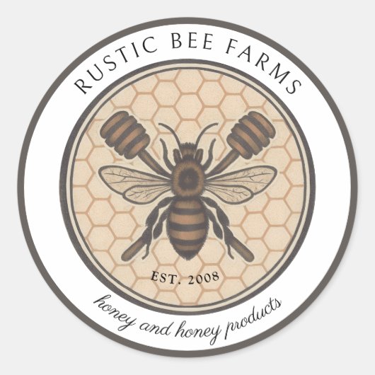Rustic Honey Bee Beekeeper Apiary Product ラウンドシール (正面)