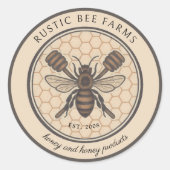 Rustic Honey Bee Beekeeper Apiary Product ラウンドシール (正面)
