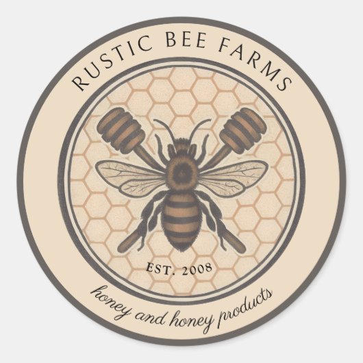 Rustic Honey Bee Beekeeper Apiary Product ラウンドシール (正面)