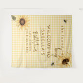 Rustic Honey Bee Bridal Shower Fabric Welcome Sign タペストリー (正面(横))