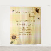 Rustic Honey Bee Bridal Shower Fabric Welcome Sign タペストリー (正面)