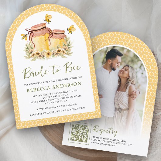 Rustic Honey Jars Bride to Bee アーチブライダルシャワー 招待状