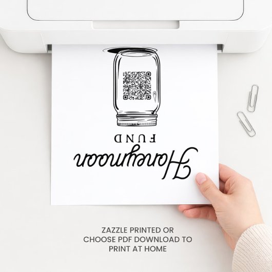 Rustic Honeymoon Fund Jar QR Code Wedding Sign ポスター