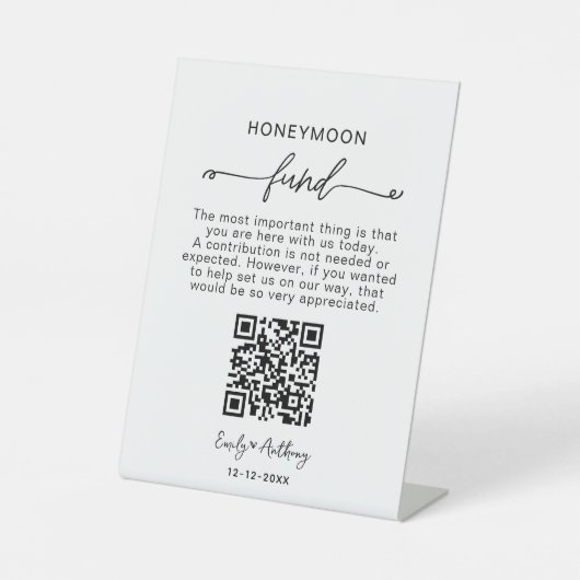 Rustic Honeymoon Fund QR Wishing 台座サイン (正面)