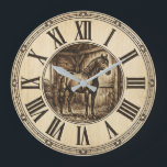 Rustic Horse Barn Wall Clock | Farmhouse Decor  ラージ壁時計<br><div class="desc">Bring the timeless spirit of the stable into your home with this stunning rustic horse barn wall clock that celebrates the beauty of equestrian living. 🐴 Featuring a detailed horse standing proudly in a wooden barn with hay bales, all crafted on a warm wood-look design with Roman numerals and an...</div>