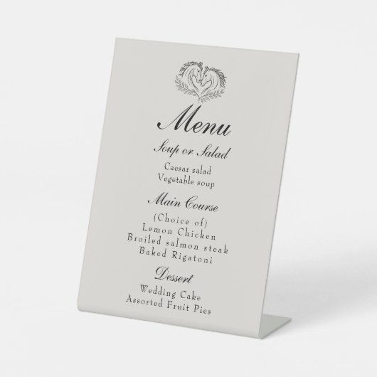 Rustic Horse Country Western Elegant Wedding Menu 台座サイン (正面)