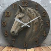 Rustic horse farmhouse decor equestrian country  ラージ壁時計