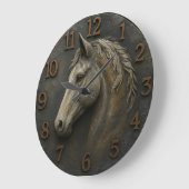 Rustic horse farmhouse decor equestrian country  ラージ壁時計 (傾斜)