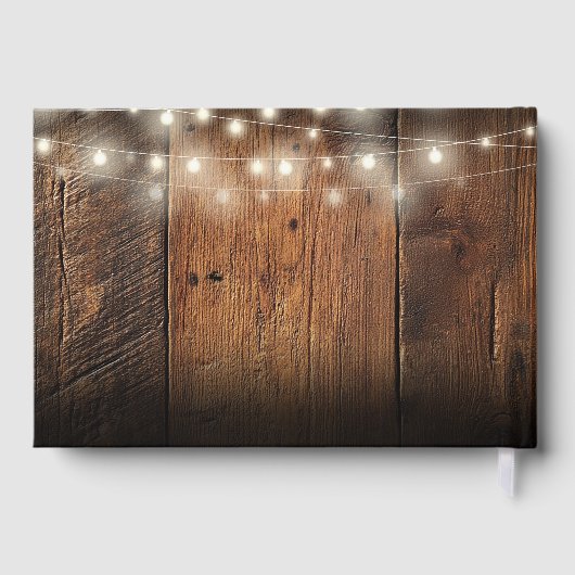 Rustic Horseshoes String Lights Barn Wood Wedding ゲストブック (裏面)
