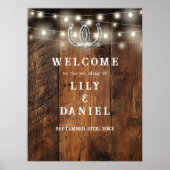 Rustic Horseshoes Western Wedding Welcome Sign ポスター (正面)