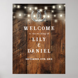 Rustic Horseshoes Western Wedding Welcome Sign ポスター