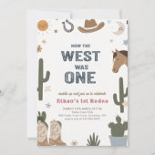 Rustic How The West Was One Cowboy 1st Birthday 招待状 (正面)