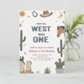 Rustic How The West Was One Cowboy 1st Birthday 招待状 (スタンド正面)