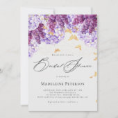 Rustic Hydrangea Lilac Butterfly Bridal Shower 招待状 (正面)