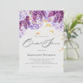 Rustic Hydrangea Lilac Butterfly Bridal Shower 招待状 (スタンド正面)