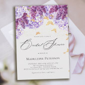 Rustic Hydrangea Lilac Butterfly Bridal Shower 招待状