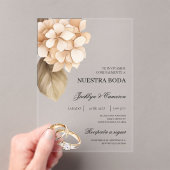 Rustic Hydrangea with ring Spanish Wedding アクリル招待状 (インサイチュ (ポータブル))