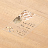 Rustic Hydrangea with ring Spanish Wedding アクリル招待状 (レイダウン)