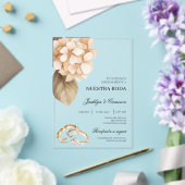 Rustic Hydrangea with ring Spanish Wedding アクリル招待状 (インサイチュ (ウェディング))