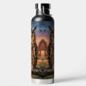 Rustic Impasto Great Horned Owl  ウォーターボトル (左面)