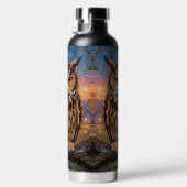 Rustic Impasto Great Horned Owl  ウォーターボトル (右面)