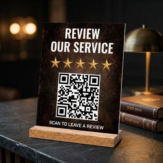 Rustic Industrial QR Code Review & Feedback アクリルサイン