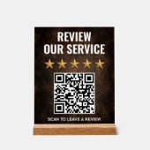 Rustic Industrial QR Code Review & Feedback アクリルサイン (正面)