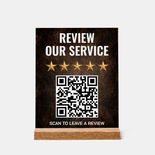 Rustic Industrial QR Code Review & Feedback アクリルサイン (正面)
