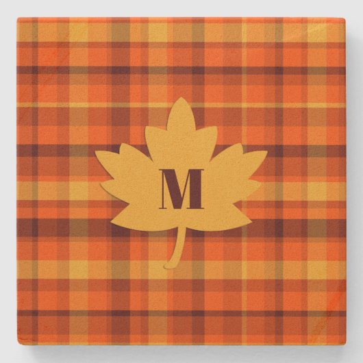 Rustic Initial Fall Colors  ストーンコースター (正面)