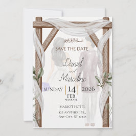Rustic Islamic Save the Date 招待状