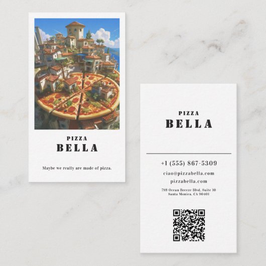 Rustic Italian Pizza Bella Coastal Town Shop 名刺 (正面/裏面)