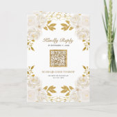 Rustic Ivory Floral Gold Glitter QR Code Wedding 招待状 (裏面)