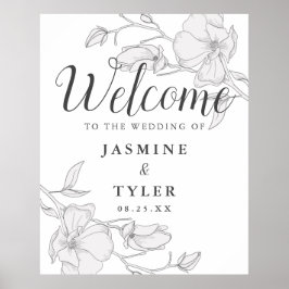 Rustic Ivory Magnolia Flowers Wedding Welcome Sign ポスター
