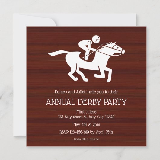 Rustic Jockey Annual Derby Party Invitation 招待状 (正面)