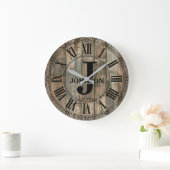 Rustic Johnson Family Clock | Farmhouse Decor  ラージ壁時計 (ホーム)