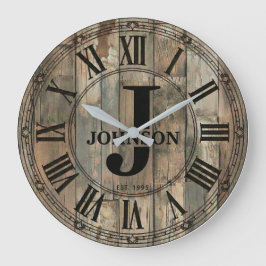 Rustic Johnson Family Clock | Farmhouse Decor ラージ壁時計