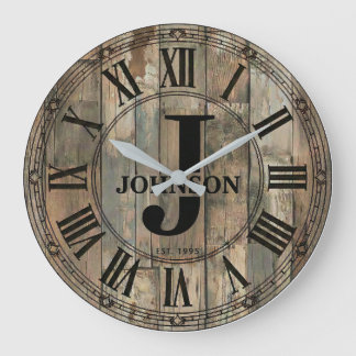 Rustic Johnson Family Clock | Farmhouse Decor  ラージ壁時計