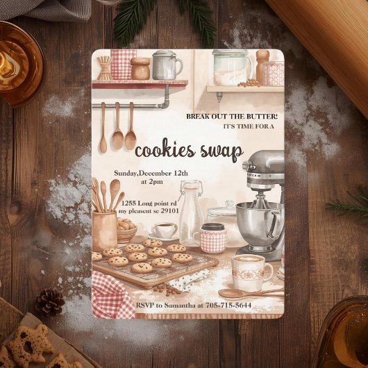 “Rustic Kitchen Cookie Swap 招待状