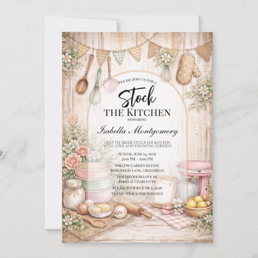 Rustic Kitchen Themed Bridal Shower 招待状 (正面)