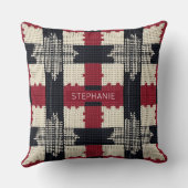 Rustic Knit Snowflake Plaid - Cozy Winter Boho クッション (裏面)