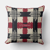 Rustic Knit Snowflake Plaid - Cozy Winter Boho クッション (正面)