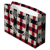 Rustic Knit Snowflake Plaid - Cozy Winter Boho ラージペーパーバッグ (裏面アングル)