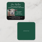 Rustic Knitting Teacher Business Card | Wool Yarn  スクエア名刺 (正面/裏面)