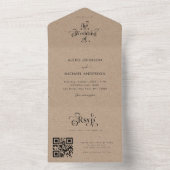  rustic kraft スタイルのモダン タイポグラフィー QR コード RSVP オールインワン招待状 (内側)