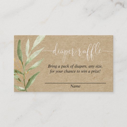 Rustic kraft baby shower diaper raffle cards エンクロージャーカード (正面)