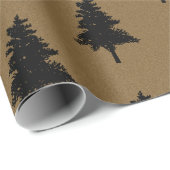 Rustic Kraft Brown Black Christmas Tree Pattern ラッピングペーパー (ロールコーナー)