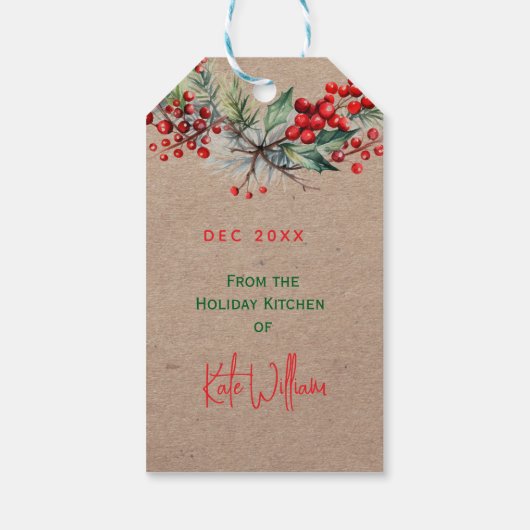 Rustic Kraft Christmas Cranberry Chutney Labels ギフトタグ (裏面)